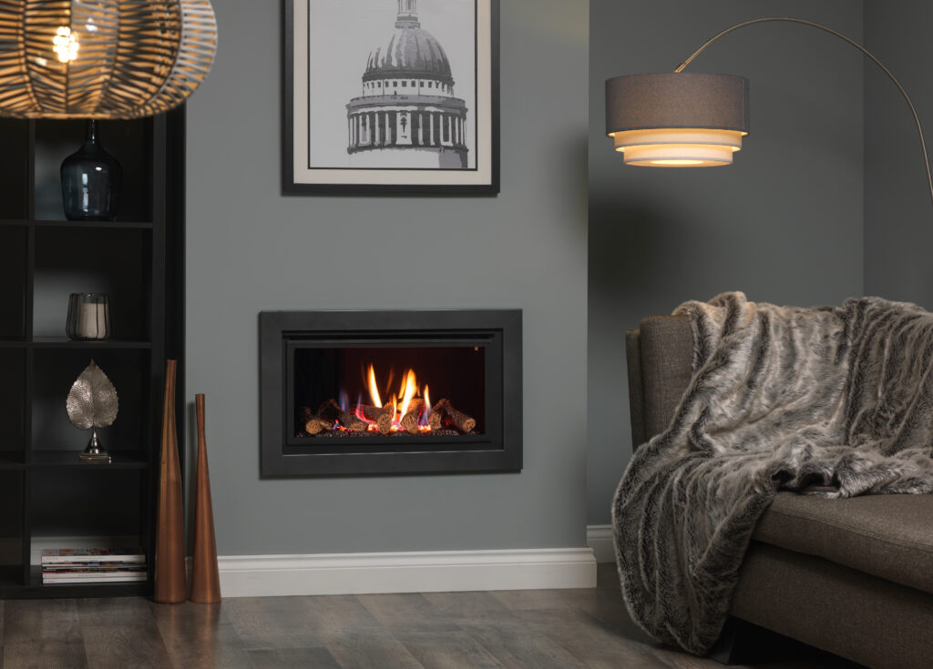 Infinty 600HD Walnut Logs Black Glass Liners