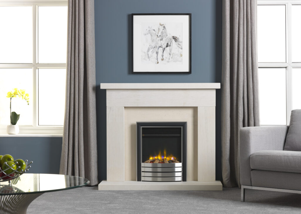 4D Ecoflame Beckford Surround Elite Satin Fascia Log Fuel Bed