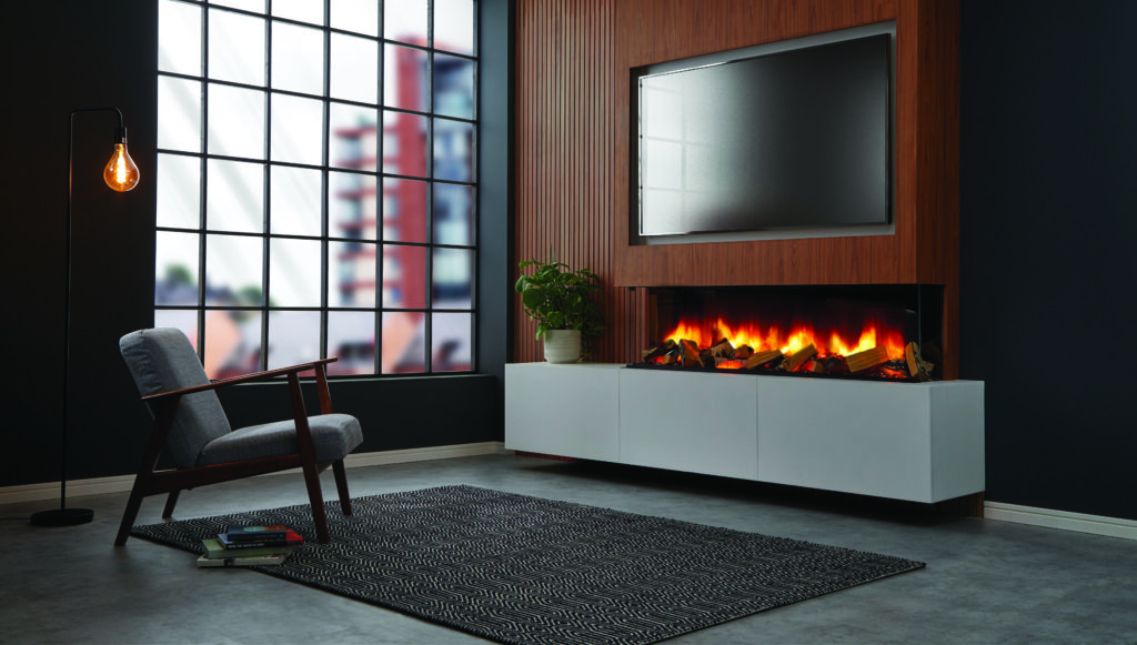 Polaris 1600e Media Wall No LED with Quartered Split Logs Three Sided