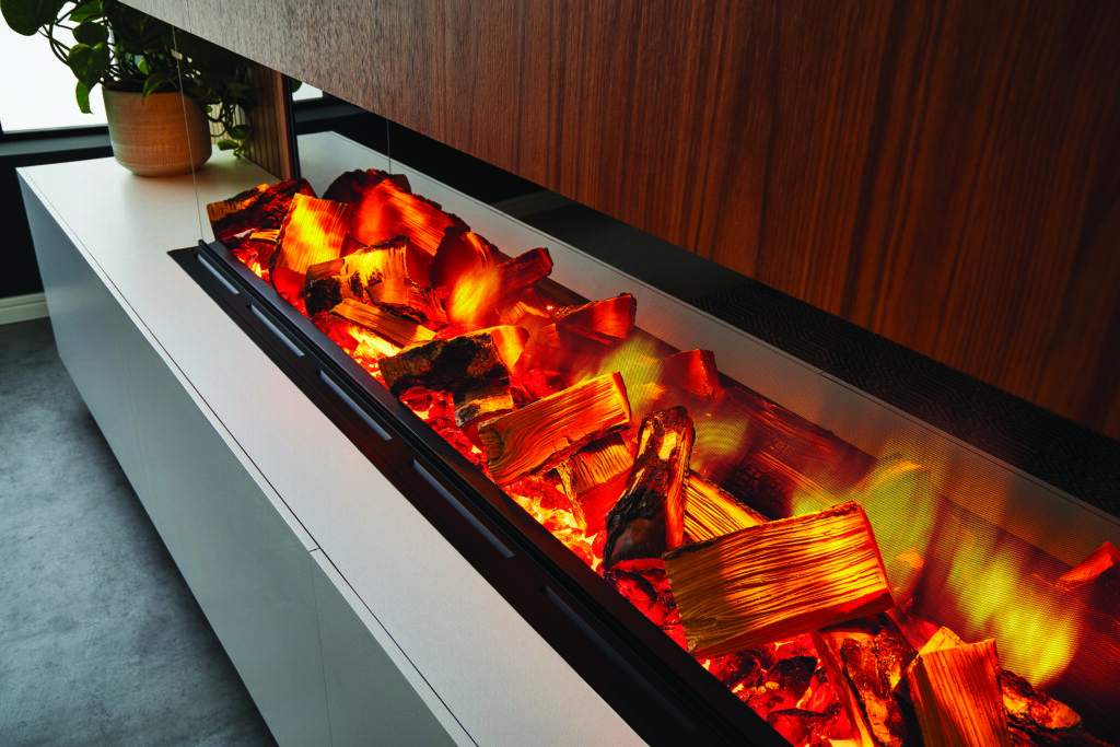 Polaris 1600e Media Wall Quartered Split Logs Fuel Bed