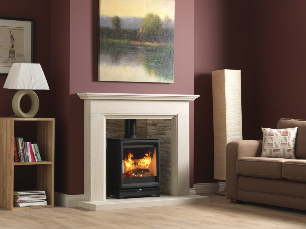Woodtec 5kW Wide in Aylesbury with Rustic Brick Chamber