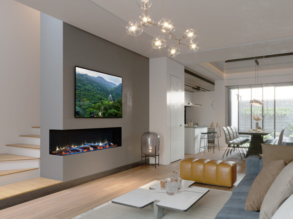 iRange-i1800e-Deep-Media-Wall-Two-Sided-with-Woodland-Logs-scaled